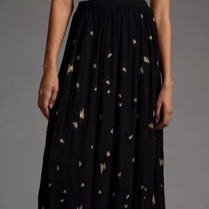 Anthropologie Black and Gold A-Line Skirt NWT
